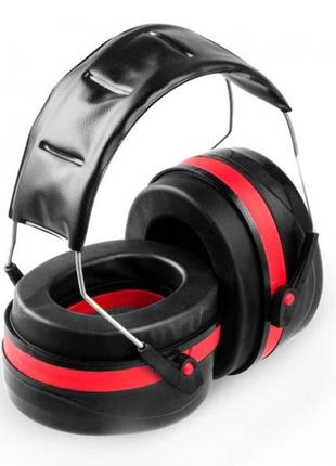 Навушники будівельні звукоізоляційні червоні з посиленим м'яким наголовником 32 дб