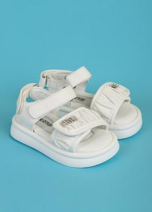 Босоніжки для дівчаток c6711-3 білі легкі на липучках4 фото