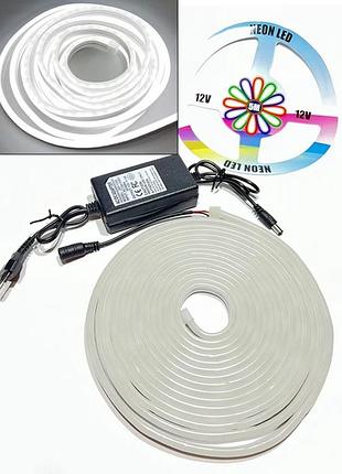 Светодиодная гибкая неоновая лента 12 вольт 5м 11х5мм - гибкий led neon белый