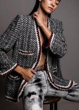 Твид новой zara пуговицы кристаллы пиджак