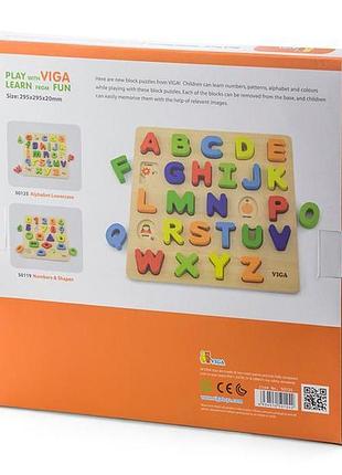 Деревянный пазл viga toys английский алфавит заглавные буквы (50124)3 фото