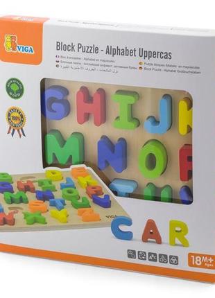 Деревянный пазл viga toys английский алфавит заглавные буквы (50124)2 фото