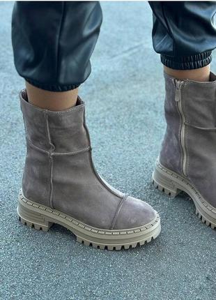 36-41 рр ботинки, полусапоги натуральная кожа/замша деми/зима черные, капучино