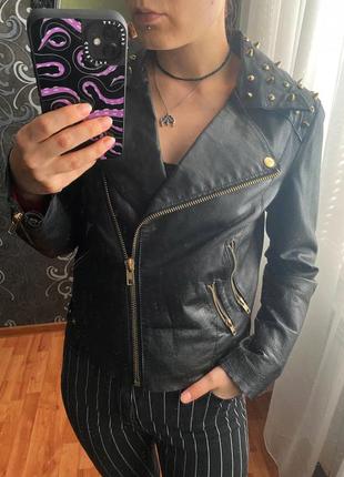🖤кожаная куртка косуха asos с шипами, натуральная кожа / рок, готика, гранж, неформальный стиль3 фото