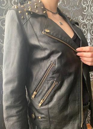 🖤кожаная куртка косуха asos с шипами, натуральная кожа / рок, готика, гранж, неформальный стиль4 фото