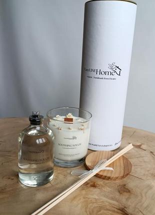 Подарочный набор ароматов для дома или офиса соевая свеча и диффузор свежий нежный...