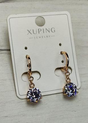 Серьги подвески ксюпинг xuping позолото медзолото