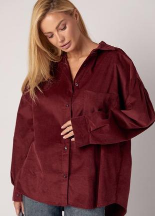 Вельветова жіноча сорочка оверсайз