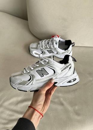 Женские летние текстильные кроссовки new balance 530 white silver blacj5 фото