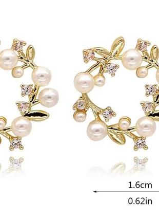 Небольшие клипсы (без прокола) серьги сережки металл пр-во корея жемчуг типа веночек2 фото