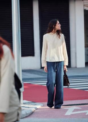 Блуза женская бежевая с гипюром zara new