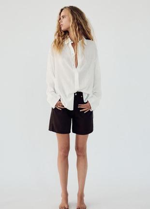 Муслиновая белая оверсайз рубашка zara new
