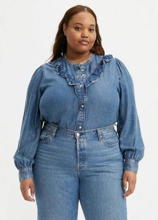 Женская джинсовая блуза levi's с оборками