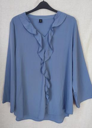 Блуза шелковая с воланами curve shein роз. 60-62