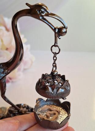 Металлическая курильница подставка для благовоний, птица и лотос