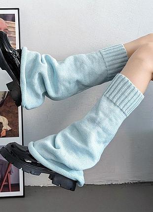 Гетри-клеш до коліна однотонні блакитні 56030 xxs-xl