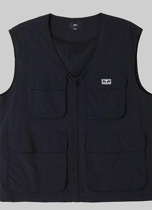 Шикарна жилетка obey worldwide ceremony technical nylon vest jacket black3 фото