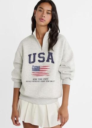 Стильный свитшот на флисе stradivarius