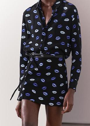 Женская короткая юбка zara разноцветная с принтом размер s (44)