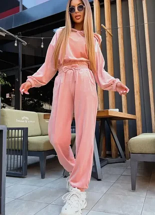 Велюровий костюм-двійка / худі і штани