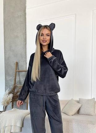 Домашний костюм велюровый с ушками