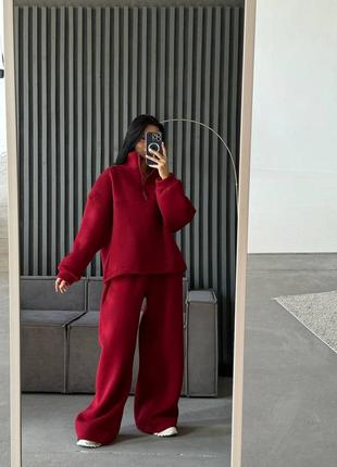 ‼️не кошлатиться‼️теплый костюм на флисе трехнить петля без капюшона, спортивный костюм на осень зима с утеплением, спортивный костюм полузамок, 232