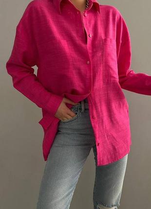 Жіноча базова сорочка з льону, стильна та практична в носінні4 фото