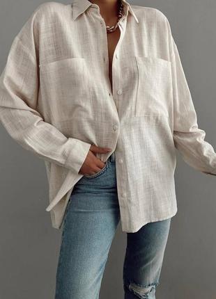 Жіноча базова сорочка з льону, стильна та практична в носінні2 фото