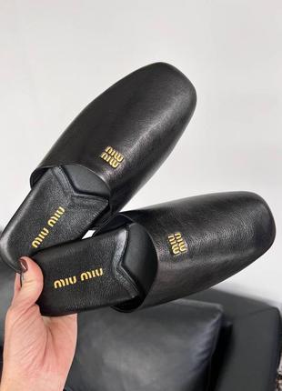 Кожаные женские мюли в стиле miu miu
