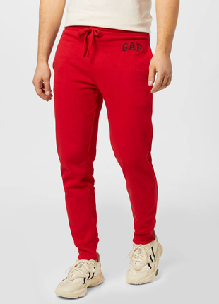 Оригинальный мужские спортивные штаны gap logo fleece joggers red 221236291