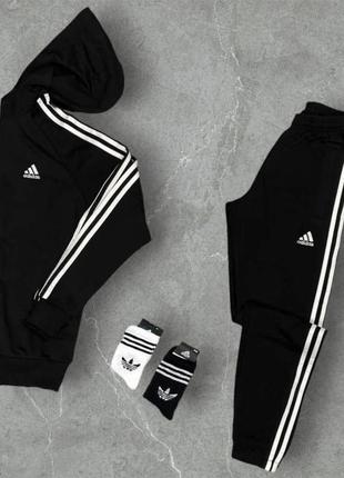 🔥мужской спортивный костюм adidas черный (капюшон)🔥