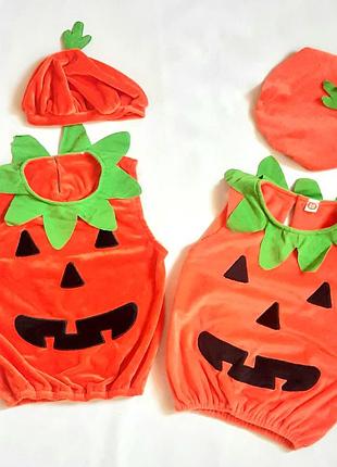 Гарбуз із шапочкою halloween велюровий карнавальний костюм унісекс на 1 рік