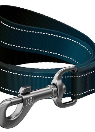 Повідець для собак нейлоновий waudog nylon mono, світловідбивний, l-xxl, ш 25 мм, дов 300 см, чорний