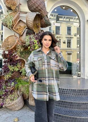 Теплая свободная рубашка женская, кашемир