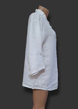 Белая льняная рубашка с пайетками2 фото