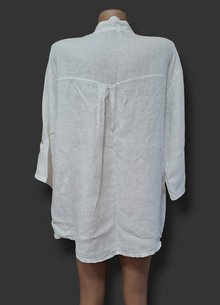 Белая льняная рубашка с пайетками4 фото