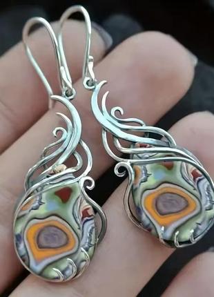 Серьги в этно бохо стиле цветные орнаменты