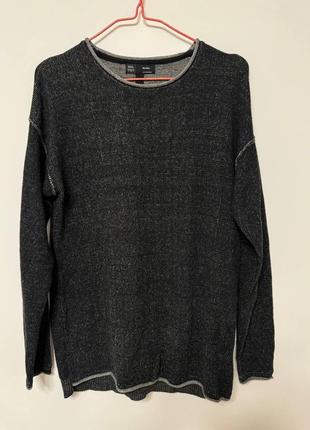 Джемпер тонкий кофта мужской серый черный bershka man, размер m - l.