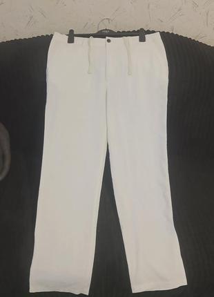 Белые льняные брюки от m&amp;s. размер l.2 фото