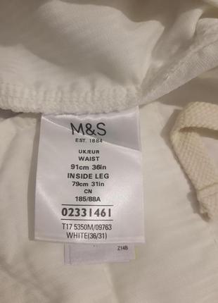 Белые льняные брюки от m&amp;s. размер l.5 фото