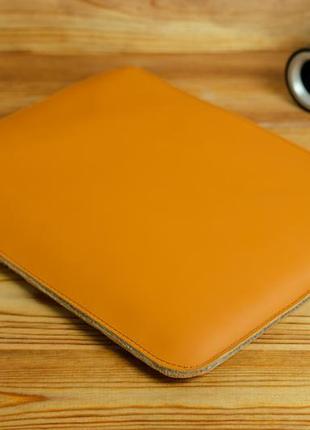 Кожаный чехол для macbook на молнии с войлоком дизайн №41, натуральная кожа grand, цвет янтарь2 фото