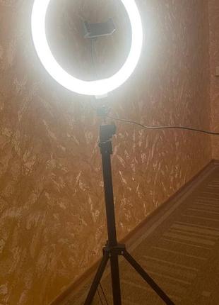 Кільцева led лампа зі штативом 2 метра! повний комплект! 30 см3 фото