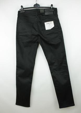 Щільні джинси jack & jones tim 220 coated slim straight fit black jeans5 фото