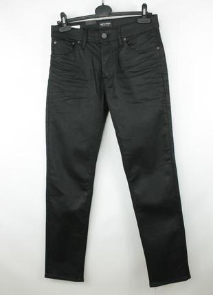 Щільні джинси jack & jones tim 220 coated slim straight fit black jeans3 фото