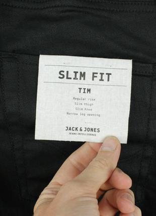 Щільні джинси jack & jones tim 220 coated slim straight fit black jeans6 фото