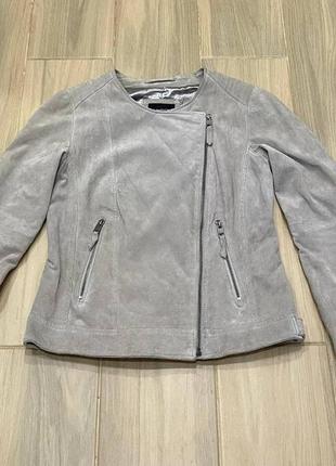 Акция 🎁 стильная демисезонная замшевая куртка косуха lindex серого цвета h&amp;m zara2 фото