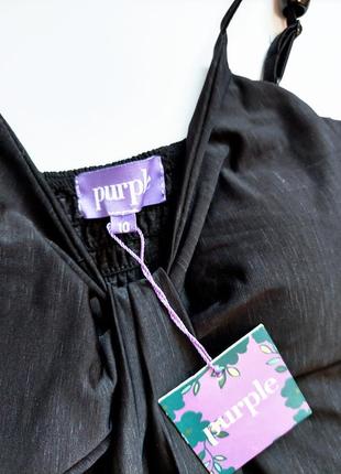 Новое женское черное платье на бретелях с декольте с принтом от бренда purple. сток.2 фото
