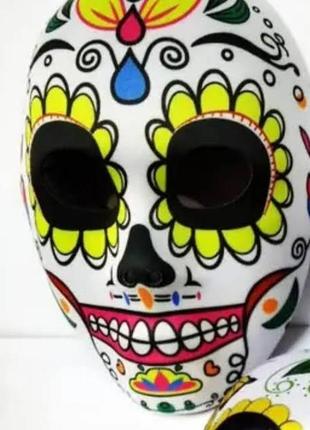 Карнавальная маска мексиканская череп, с принтом.