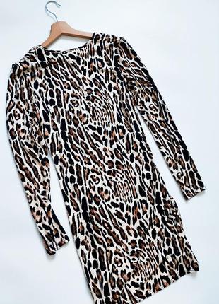 Жіноча леопардова сукня з довгим рукавом, приталена від бренду topshop4 фото