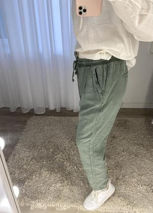 Льняные брюки брюки укороченные3 фото